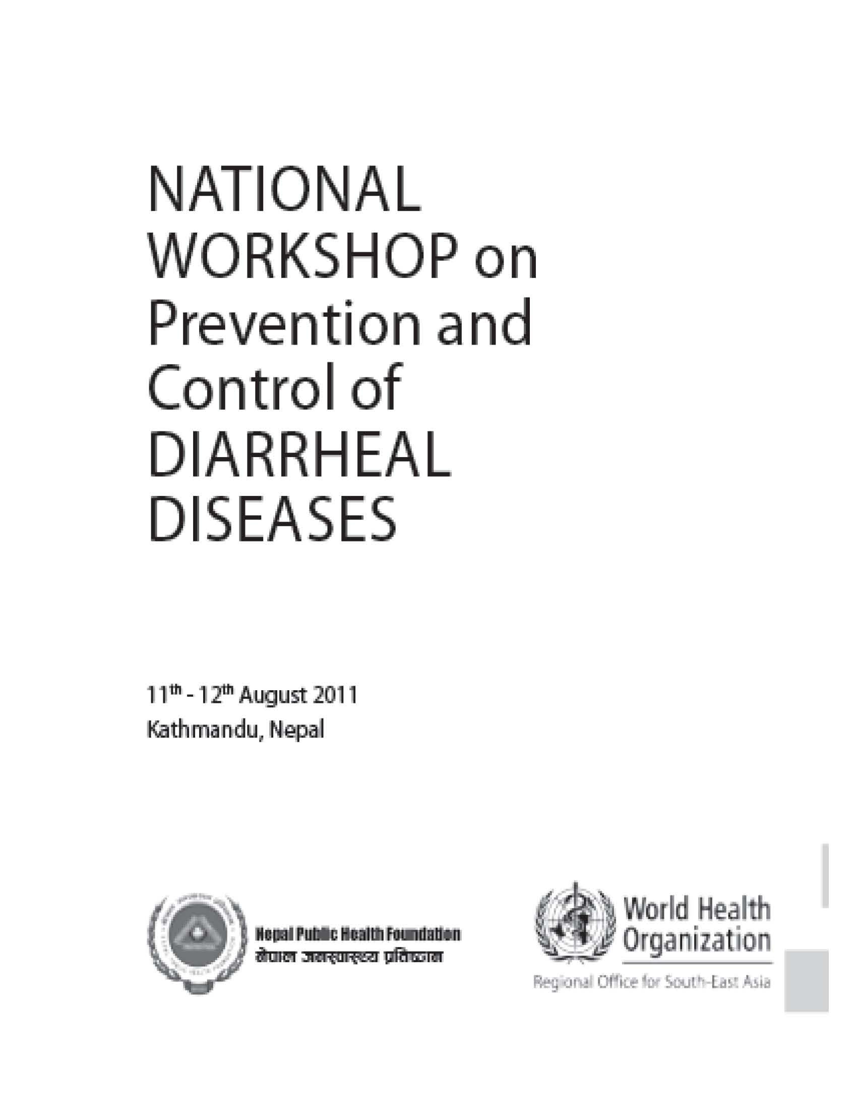National Workshop On Diarrheal Diseases