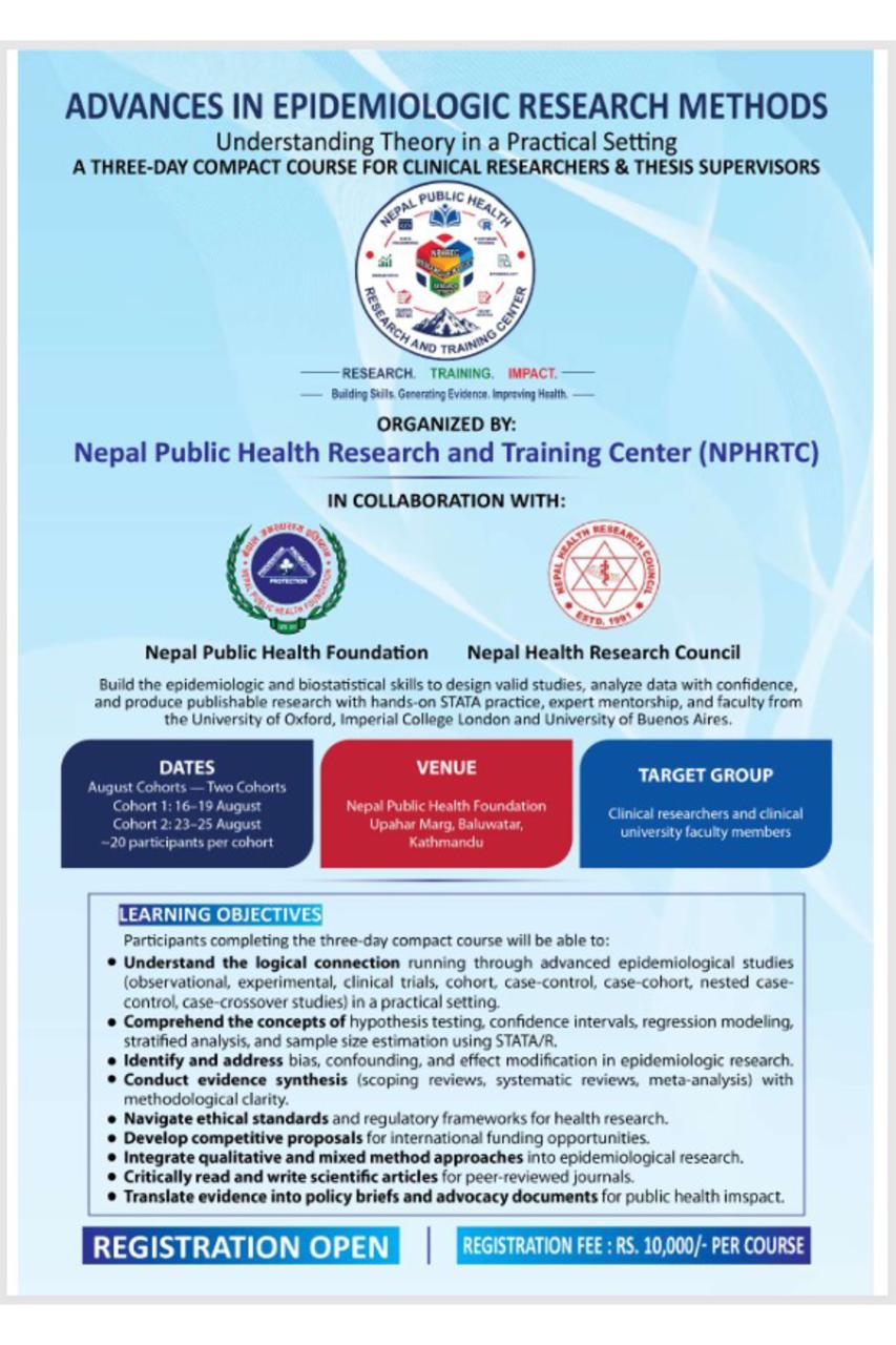 Registration is now open for the upcoming NPHRTC training programme, enhance your public health research skills with expert-led learning.
